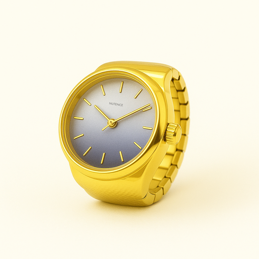  Anel Relógio Feminino Minimalista Dourado Duplo