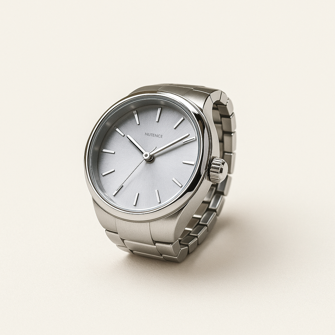Anel Relógio Feminino Minimalista Prata