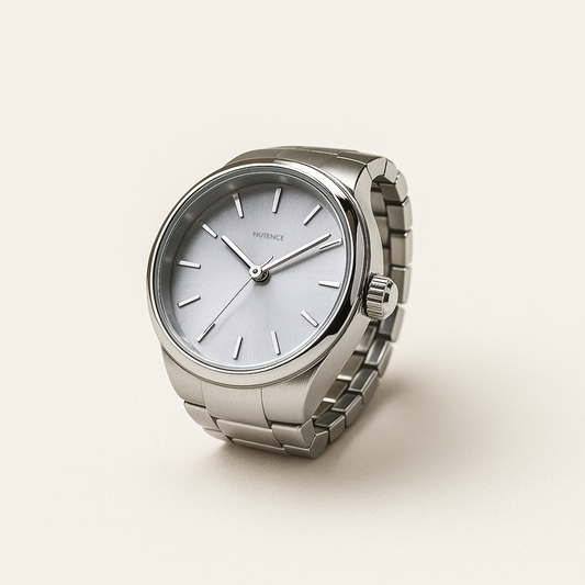 Anel Relógio Feminino Minimalista Prata