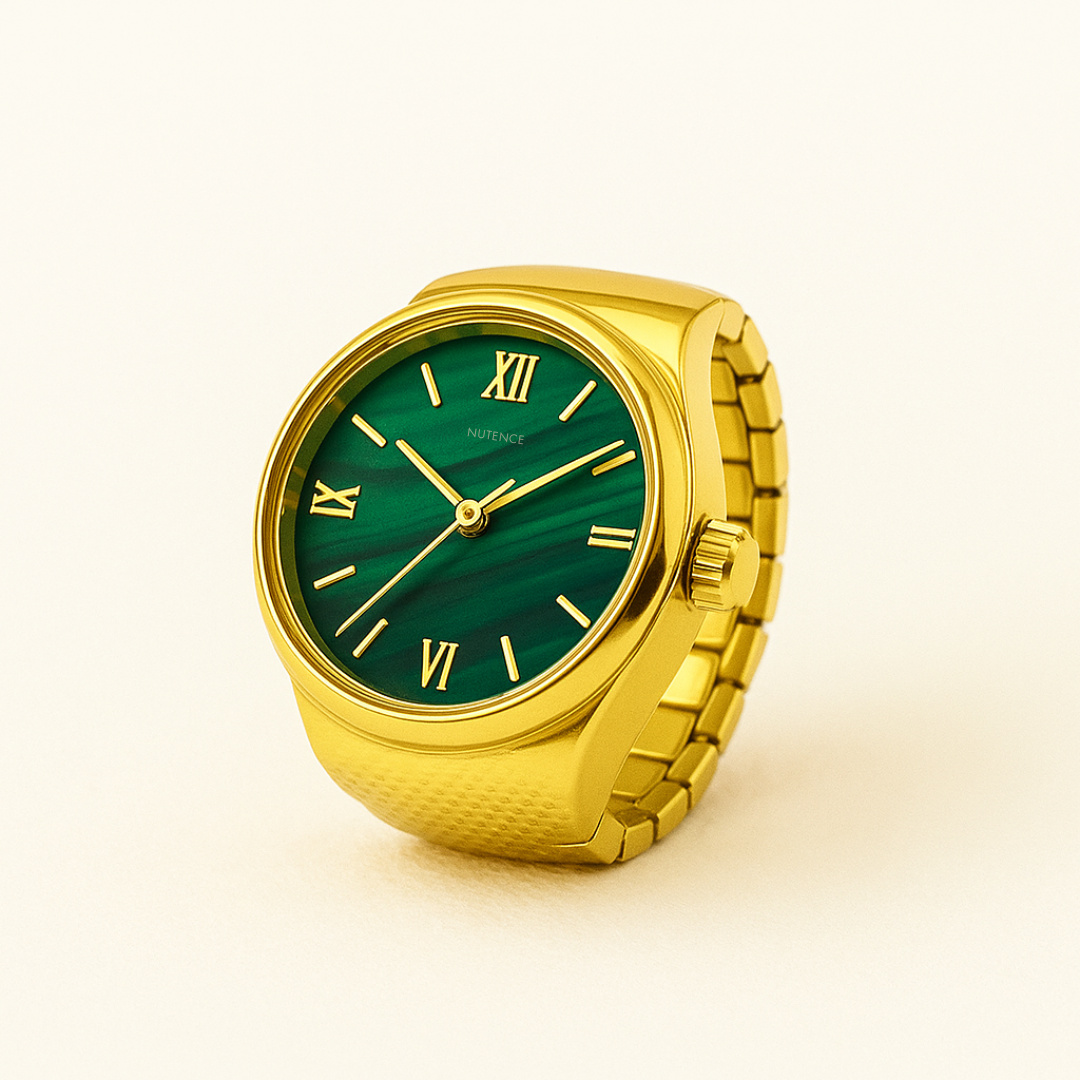 Anel Relógio Feminino Números Romanos Dourado